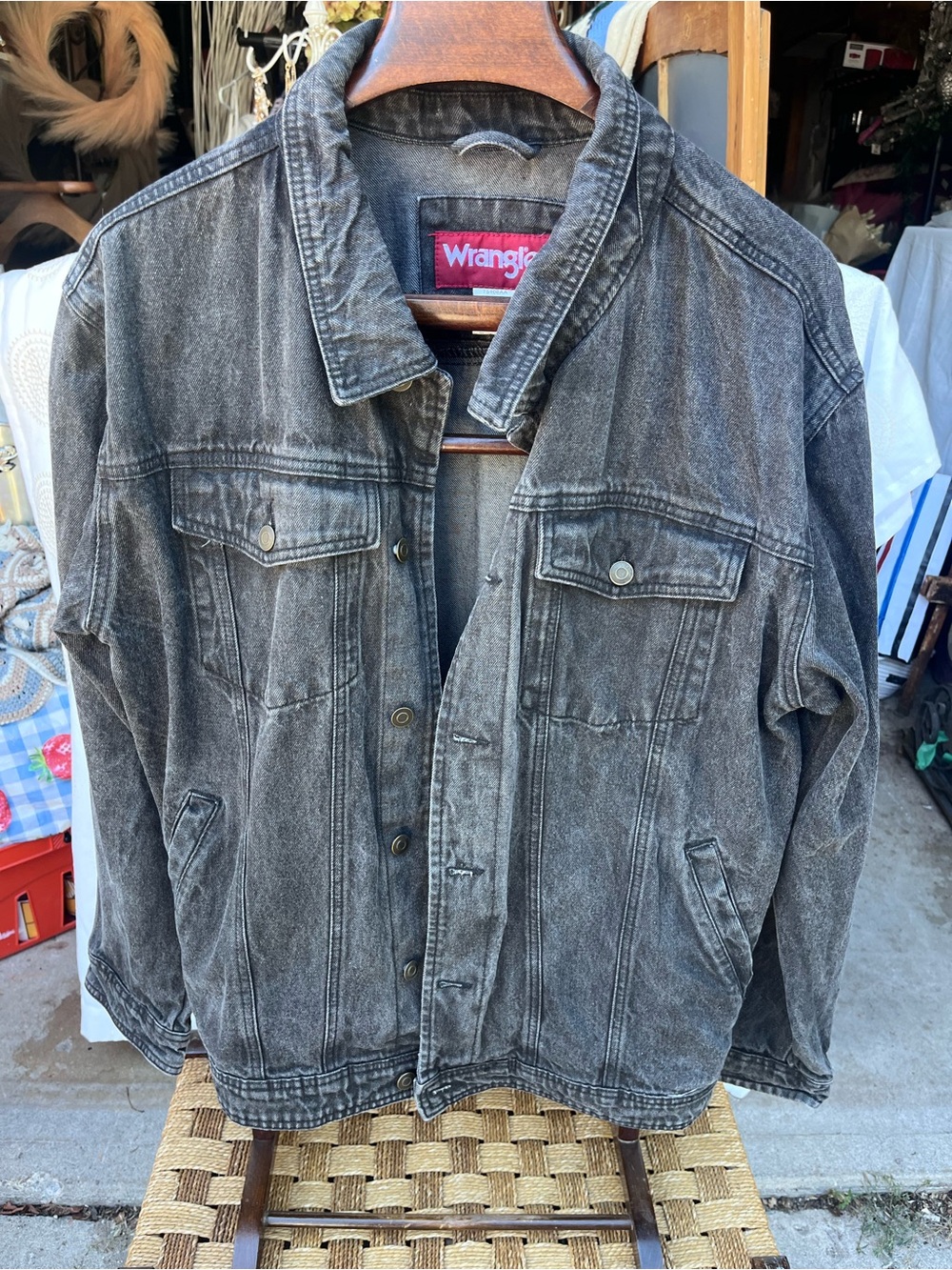 Wrangler Black Washed Denim Trucker Jacket